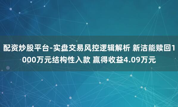 配资炒股平台-实盘交易风控逻辑解析 新洁能赎回1000万元结构性入款 赢得收益4.09万元