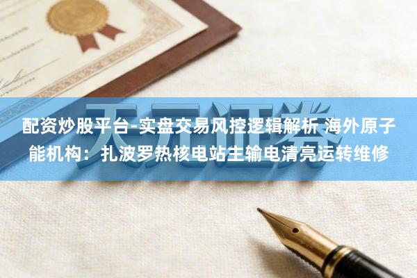 配资炒股平台-实盘交易风控逻辑解析 海外原子能机构：扎波罗热核电站主输电清亮运转维修